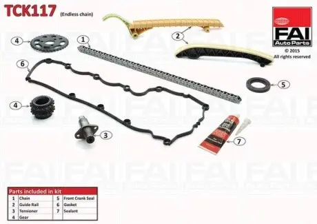 TCK117 К-кт ланцюга ГРМ (з шестернею) MB A (W168) 97-/Vaneo (V414) 02- FAI AUTOPARTS підбір по vin на Brocar