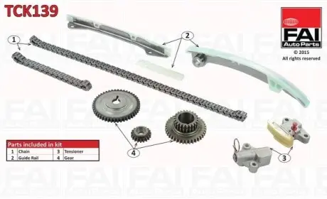 TCK139 К-кт цепи ГРМ Nissan Qashqai (J10E) 2.0 07-/Tiida 1.8 07-/X-Trail 2.0 07- FAI AUTOPARTS подбор по vin на Brocar