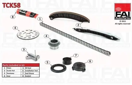TCK58 Комплект цепи ГРМ Trafic 2.0 dCi 06- (шестерни, уплотнители) FAI AUTOPARTS подбор по vin на Brocar