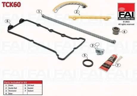 TCK60 К-кт ланцюга приводу SUZUKI SX4 (EY,GY) 1.6 06-, JIMNY (FJ) 1.3 01-, GRAND VITARA 1.6 06- FAI AUTOPARTS підбір по vin на Brocar