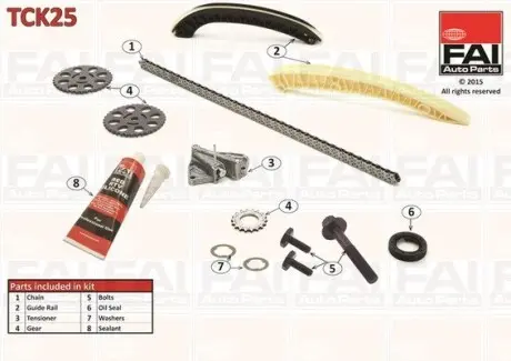 TCK25 К-кт ланцюга ГРМ (з шестернею) Skoda Fabia 1.2 01-/VW Polo 1.2 02-/Seat Cordoba 1.2 02- FAI AUTOPARTS підбір по vin на Brocar
