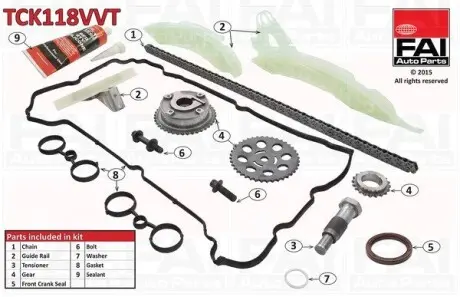TCK118VVT Ланцюг приводу кулачкового валу (набір) FAI AUTOPARTS підбір по vin на Brocar