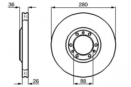 0986478854 Диск тормозной (передний) Opel Frontera A/B 91-04 (280x26) BOSCH подбор по vin на Brocar