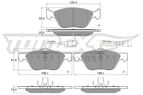 1505 KLOCKI HAM.FIAT MAREA 2.0i,2.4JTD 96- przód /czuj./ /TOMEX/ TOMEX підбір по vin на Brocar