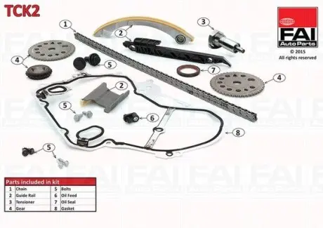 TCK2 Р-кт ланцюга привода р/вала (з ущільненнями) Opel Astra G/Vectra B/C 2.2 16V/2.2Dti FAI AUTOPARTS підбір по vin на Brocar