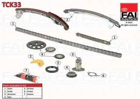 TCK33 К-кт цепи ГРМ (с шестернями Toyota Avensis 2.4 03/Camry (V30) 2.0 01-/Rav 4 2.4 00- FAI AUTOPARTS підбір по vin на Brocar