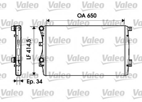 732872 Радиатор охлаждения VW Caddy/Golf/Passat/Audi A3/Seat Leon/Altea 1.2-2.0 03-(650x416x34) VALEO подбор по vin на Brocar