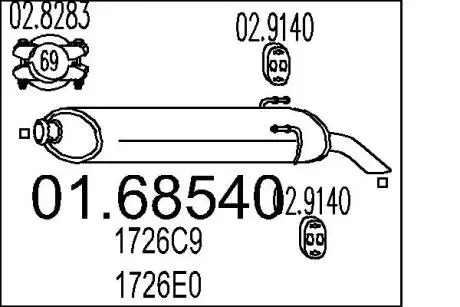 0168540 Глушник MTS підбір по vin на Brocar