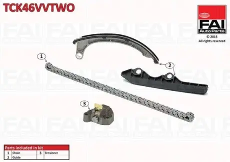 TCK46VVTWO К-кт ланцюга приводу ГРМ Nissan Cube/Micra C+C (K12)/Micra III (K12) 1.0/1.2/1.4 16V (без шестерень) FAI AUTOPARTS підбір по vin на Brocar