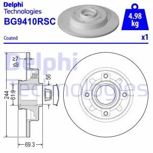 BG9410RSC Гальмівний диск з підшипником DELPHI підбір по vin на Brocar