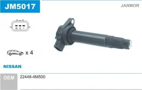 JM5017 Котушка запалювання JANMOR підбір по vin на Brocar