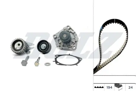 KD109 ZESTAW ROZRZĽDU Z PASKIEM + POMPA WODY ALFA ROMEO DOLZ підбір по vin на Brocar