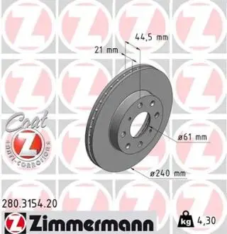 280315420 Тормозной диск ZIMMERMANN подбор по vin на Brocar