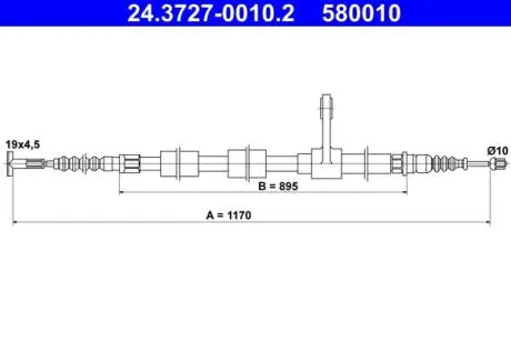 24372700102 Трос ручного гальма ATE підбір по vin на Brocar