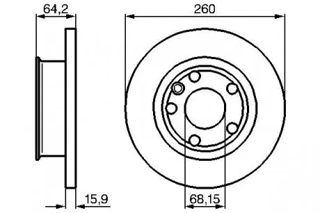 0986478547 Гальмівний перед. VW T4 1,8 -92 (260*16) BOSCH підбір по vin на Brocar