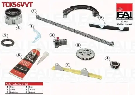 TCK56VVT К-кт ланцюга ГРМ Yaris 1.0 -05 FAI AUTOPARTS підбір по vin на Brocar