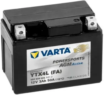 503909005 AKUMULATOR 3AH/50A 12V P+ /VARTA MOTOCYKLE AGM VARTA подбор по vin на Brocar