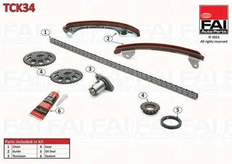 TCK34 Ланцюг приводу кулачкового валу (набір) FAI AUTOPARTS підбір по vin на Brocar