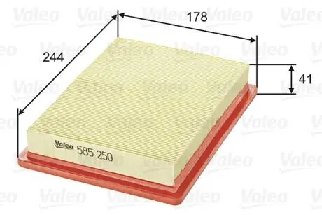 585250 Воздушный фильтр VALEO подбор по vin на Brocar