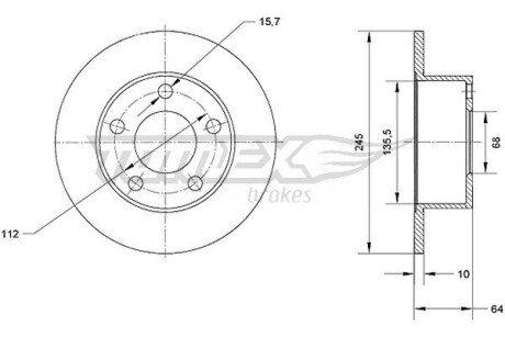 TX7002 TARCZA HAMULC. AUDI A6 94-,VW PASSAT 96- TYŁ TOMEX подбор по vin на Brocar