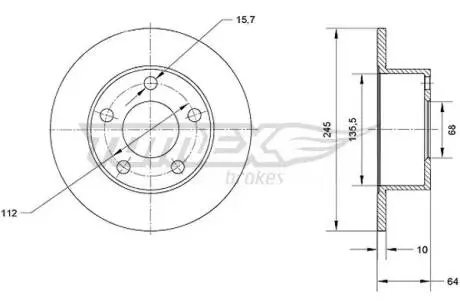 TX7002 TARCZA HAMULC. AUDI A6 94-,VW PASSAT 96- TYŁ TOMEX подбор по vin на Brocar