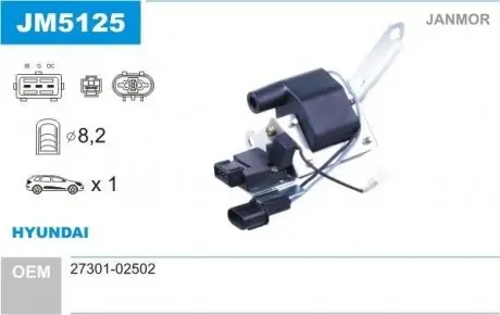 JM5125 Катушка зажигания JM5125 JANMOR JANMOR підбір по vin на Brocar