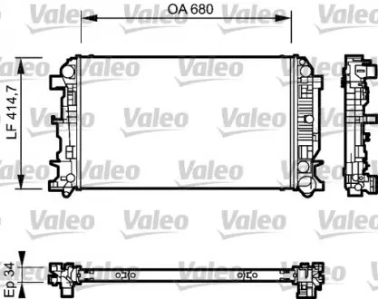 735089 Радиатор охлаждения MB Sprinter 06- (+AC, АКПП) (415x680x34) VALEO подбор по vin на Brocar