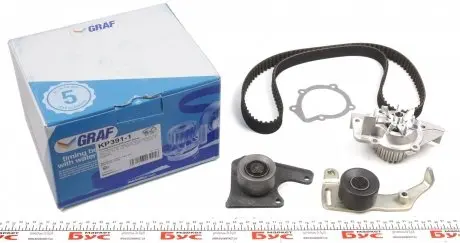 KP3911 Комплект ГРМ + помпа Citroen Jumper/Berlingo/Fiat Scudo/Ducato/Peugeot 1.9D/TD 94-02 (136x25.4) GRAF підбір по vin на Brocar