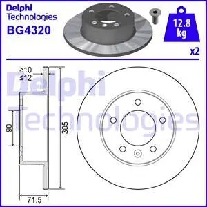 BG4320 Гальмівний диск DELPHI підбір по vin на Brocar