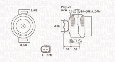 063731811010 Alternator AUDI/SEAT/SKODA/VW 2.0FSI/TFSI 140A MAGNETI MARELLI подбор по vin на Brocar
