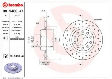0894604X Гальмівні диски BREMBO підбір по vin на Brocar
