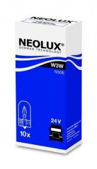 N505 Автолампа Neolux n505 W3W W2,1x9,5d 3 W прозрачная NEOLUX підбір по vin на Brocar