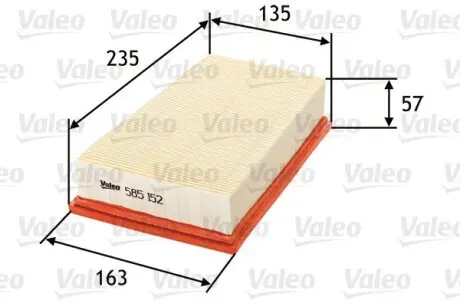 585152 Воздушный фильтр VALEO подбор по vin на Brocar