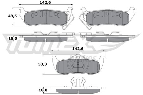 1548 Тормозные колодки зад.JEEP GRAND CHEROKEE 05- TOMEX підбір по vin на Brocar