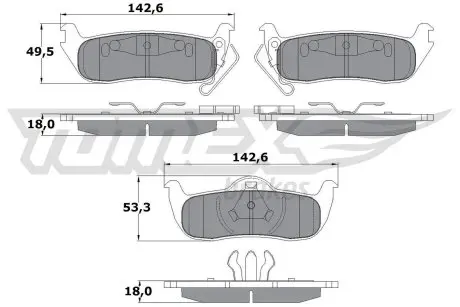 1548 Гальмівні колодки зад.JEEP GRAND CHEROKEE 05- TOMEX підбір по vin на Brocar