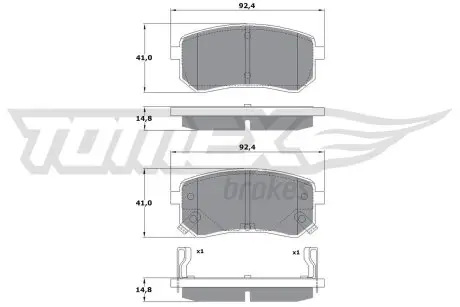 1580 KLOCKI HAMULC. KIA PICANTO 04-11 TYŁ Z CZUJ. TOMEX подбор по vin на Brocar