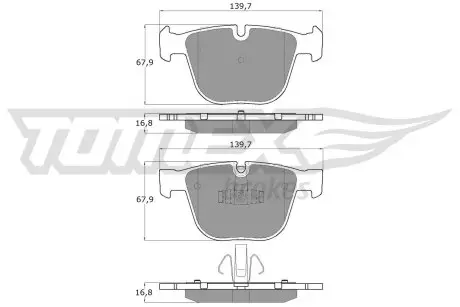 1667 KLOCKI HAMULC. BMW 7 F01,F02,F03,F04 09- TYŁ TOMEX подбор по vin на Brocar