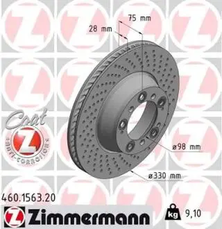 460156320 Гальмівний диск ZIMMERMANN підбір по vin на Brocar