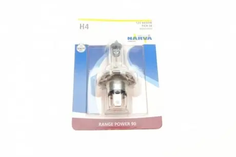 480034000 Автолампа H4 12V 60/55W P43t Range Power 90 (блістер/1шт) NARVA підбір по vin на Brocar