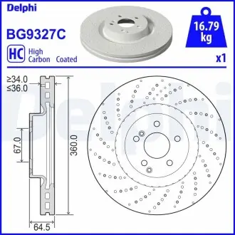 BG9327C Диск гальмівнийPRZOD DELPHI підбір по vin на Brocar