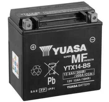 YTX14BS МОТО Yuasa 12V 12,6Ah MF VRLA Battery YTX14-BS(сухозаряжений) YUASA підбір по vin на Brocar