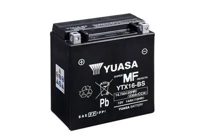 YTX16BS МОТО Yuasa 12V 14,7Ah MF VRLA Battery YTX16-BS(сухозаряжений) YUASA підбір по vin на Brocar