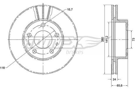 TX7019 TARCZA HAMULC. FIAT DUCATO 94-06 WENT. (14) TOMEX подбор по vin на Brocar