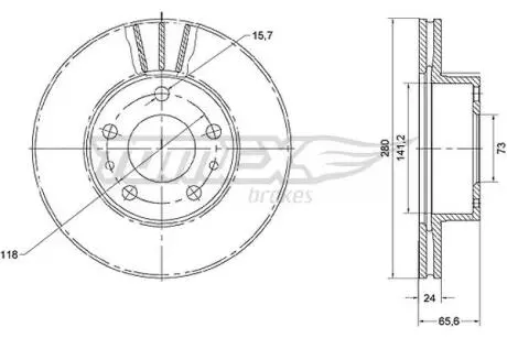 TX7019 TARCZA HAMULC. FIAT DUCATO 94-06 WENT. (14) TOMEX подбор по vin на Brocar