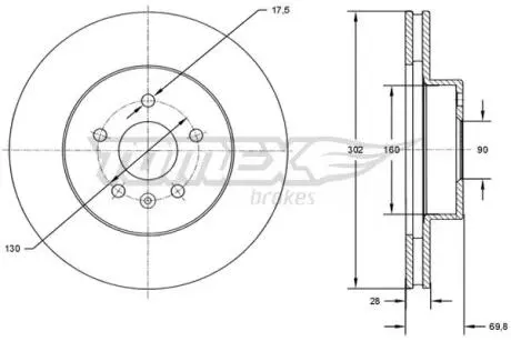 TX7246 TARCZA HAMULC. RENAULT MASTER III 10- PRZÓD TOMEX подбор по vin на Brocar