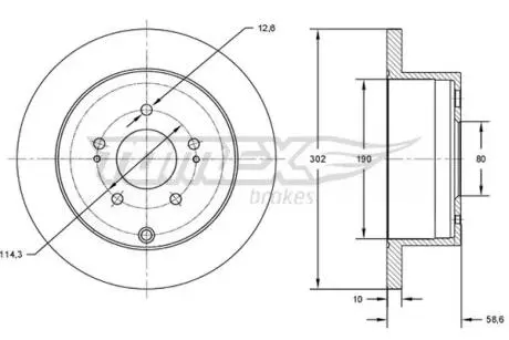 TX7316 TARCZA HAMULC. MITSUBISHI OUTLANDER 07- TYŁ TOMEX підбір по vin на Brocar