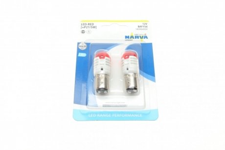 180964000 Автолампа P21/5W 12V 21/5W BAY15d (LED) (красная) (к-кт 2 шт.) NARVA підбір по vin на Brocar