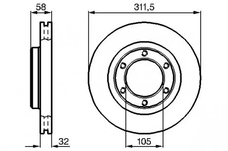 0986478580 Тормозной диск BOSCH підбір по vin на Brocar