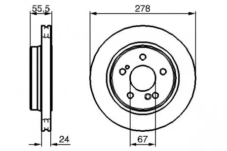 0986479133 Гальмівний диск задн.W124/203/210 3.6/4.2 BOSCH підбір по vin на Brocar