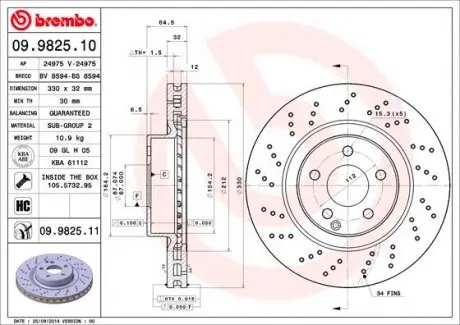 09982511 Тормозной диск BREMBO подбор по vin на Brocar